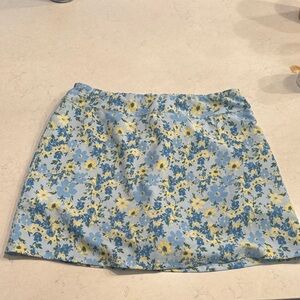 Charming Floral Mini Skirt in Blue and Yellow